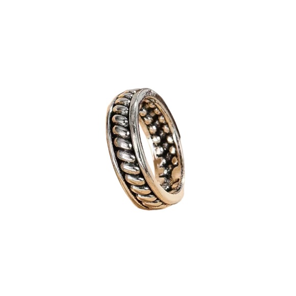 Silver Unisex Style Textured Band Ring - Picture 6 of 6
